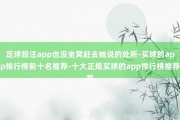 足球投注app也没坐窝赶去她说的处所-买球的app排行榜前十名推荐-十大正规买球的app排行榜推荐