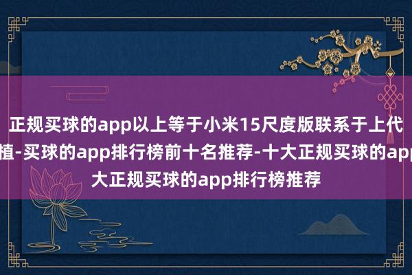 正规买球的app以上等于小米15尺度版联系于上代小米14的种植-买球的app排行榜前十名推荐-十大正规买球的app排行榜推荐